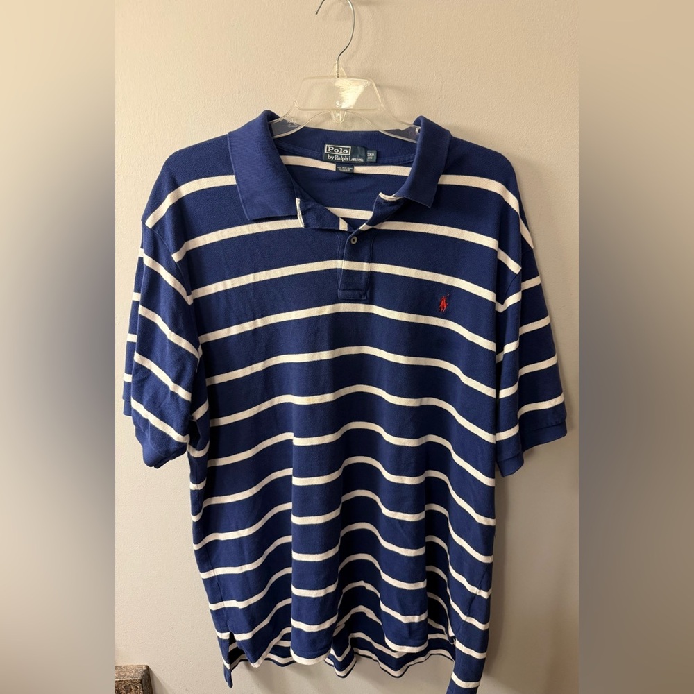 Polo by Ralph Lauren Men’s 3XB Big
Navy and White Striped Polo Shirt